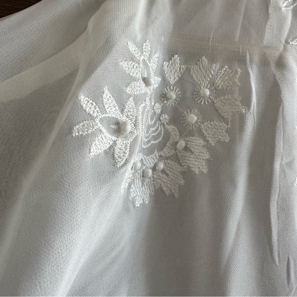 LC Lauren Conrad Sheer Embroidered Ruffle Blouse - Picture 4 of 11